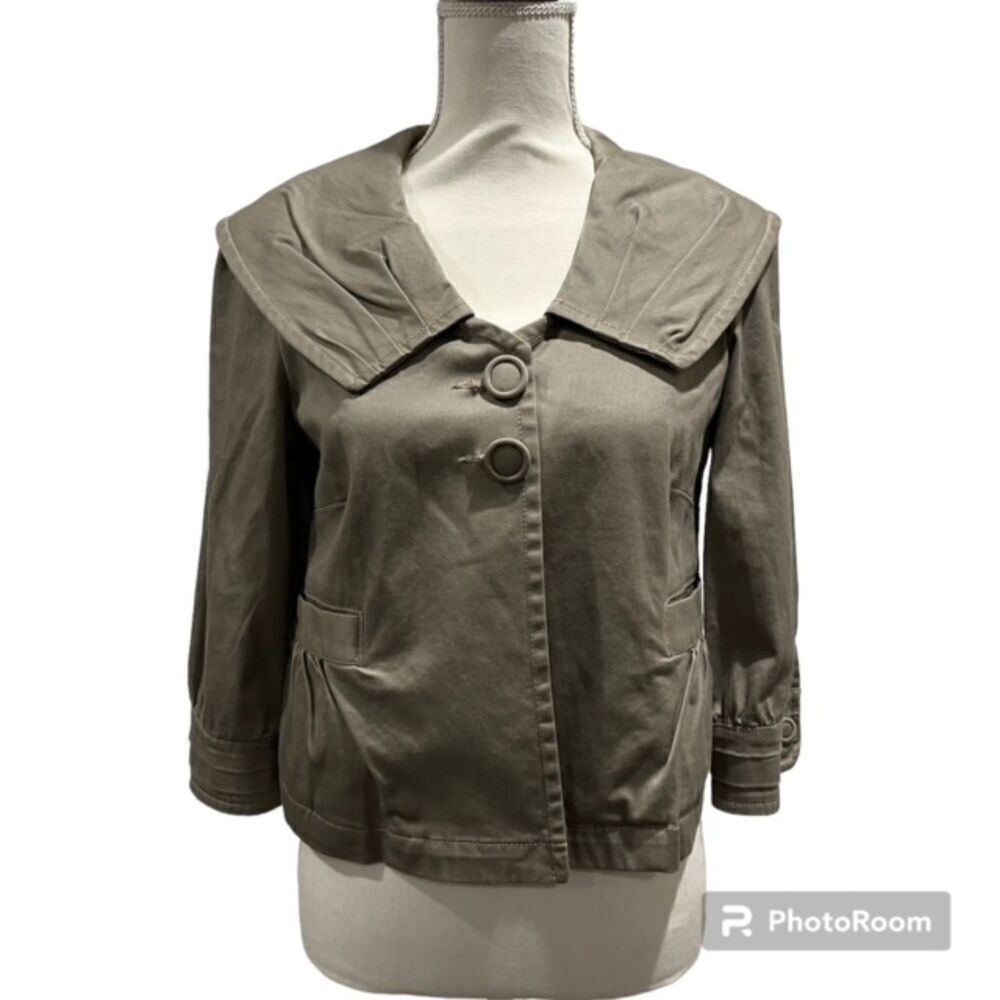 Sanctuary Anthropologie Cropped Tan Blazer 2 Button Pockets Size Medium